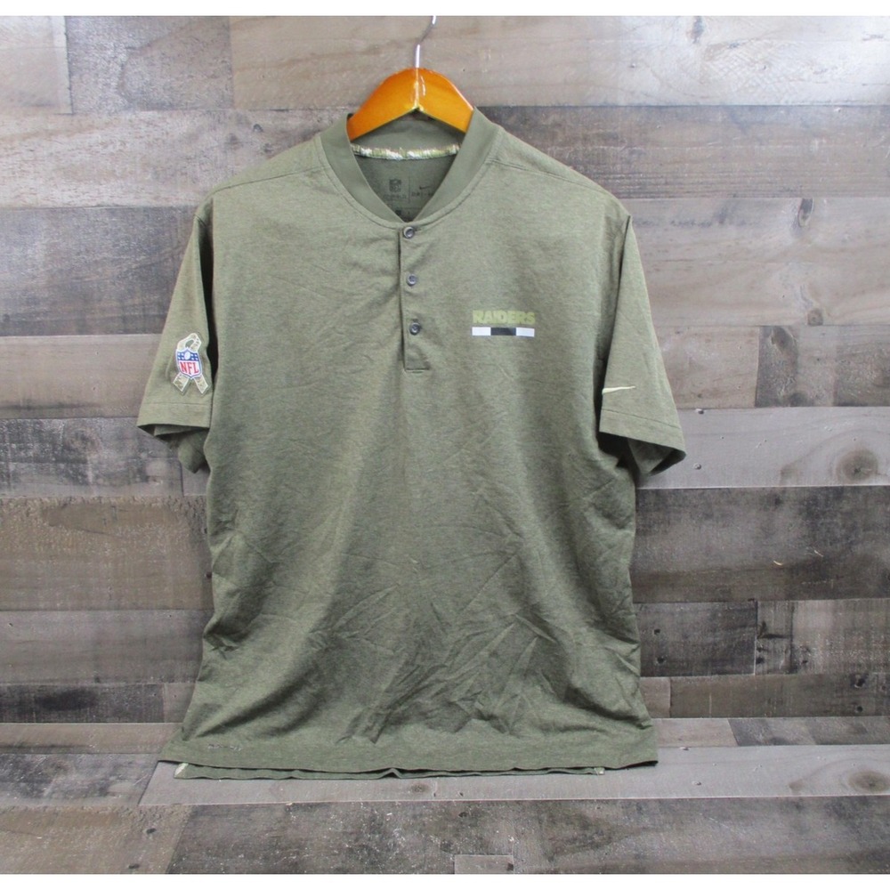 Las Vegas Raiders Shirt Mens Large Olive Green Nike NFL Dri-Fit Salute Service